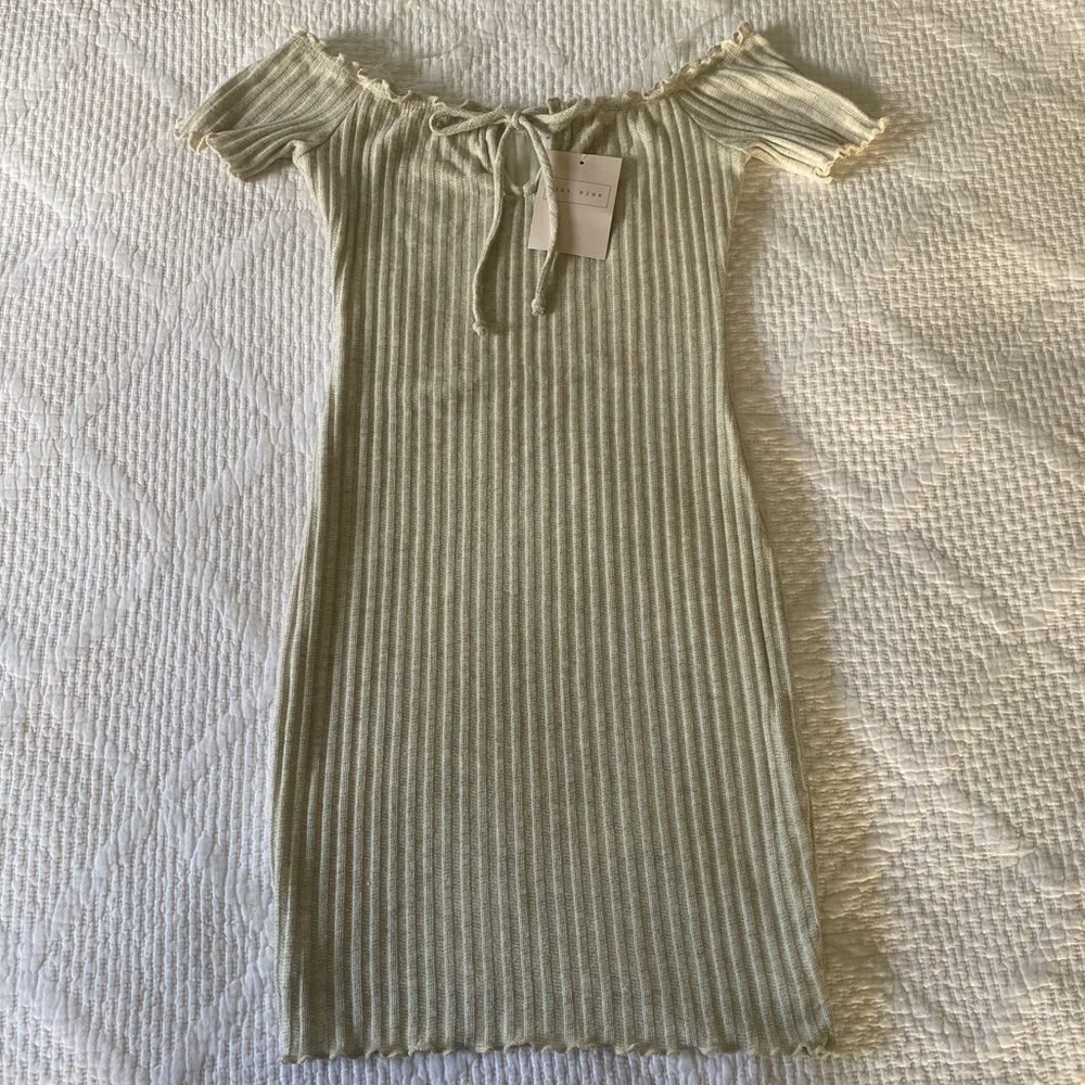 Ribbed Knit Fitted Mini Dress in Oatmeal